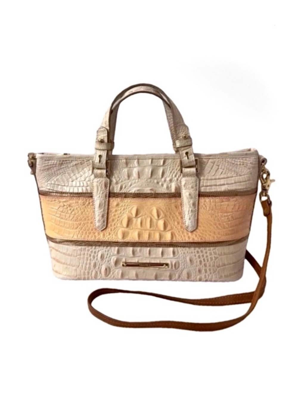 Brahmin Mini Asher Rose Tri Color Melbourne Gator/Croc Leather